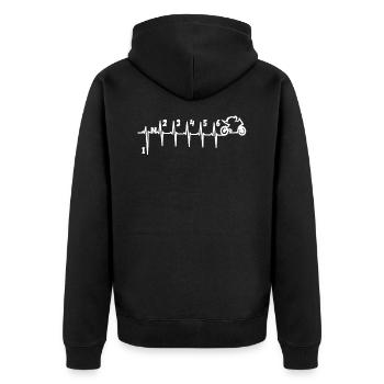 Rennmotorrad Herzschlag Motorradfahrer Supersport - Unisex Premium Bio Zip Hoodie - Schwarz - Hinten - Nico (187cm)