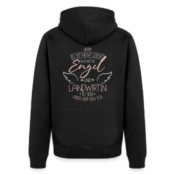 Landwirtin - Unisex Premium Bio Zip Hoodie - Schwarz - Hinten - Nico (187cm)