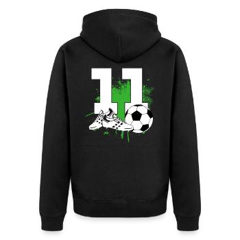 11e anniversaire 11 ans footballeur - Veste à capuche bio Premium Unisexe - noir - Dos - Nico (187cm)