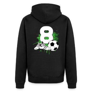 8ème anniversaire 8 ans footballeur - Veste à capuche bio Premium Unisexe - noir - Dos - Nico (187cm)