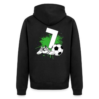 7. Geburtstag 7 Jahre Fußball Fußballspieler - Unisex Premium Bio Zip Hoodie - Schwarz - Hinten - Nico (187cm)