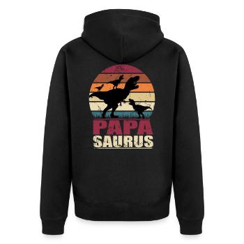 Papasaurus dinosaures Triplés Père Trex Dino - Veste à capuche bio Premium Unisexe - noir - Dos - Nico (187cm)