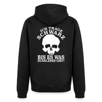 Ich trage Schwarz bis es was dunkleres gibt - Unisex Premium Bio Zip Hoodie - Schwarz - Hinten - Nico (187cm)