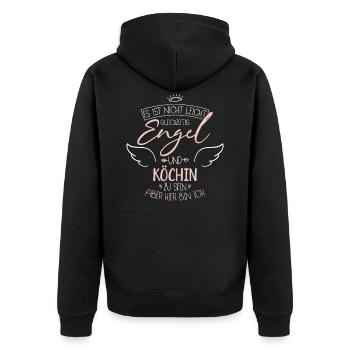 Köchin - Unisex Premium Bio Zip Hoodie - Schwarz - Hinten - Nico (187cm)