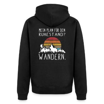 Wandern Ruhestand Berge Wald Geschenkidee - Unisex Premium Bio Zip Hoodie - Schwarz - Hinten - Nico (187cm)