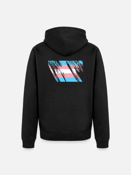 Trans LGBT Flag - Unisex Premium Organic Zip Hoodie - black