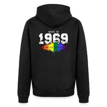 1969 Geburtstag Homosexuell LGBT - Unisex Premium Bio Zip Hoodie - Schwarz - Hinten - Nico (187cm)