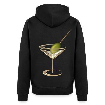 Cool Martini Glass With Olive - Unisex Premium Organic Zip Hoodie - black - Back - Nico (187cm)