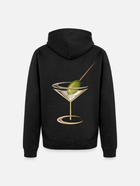 Cool Martini Glass With Olive - Unisex Premium Organic Zip Hoodie - black