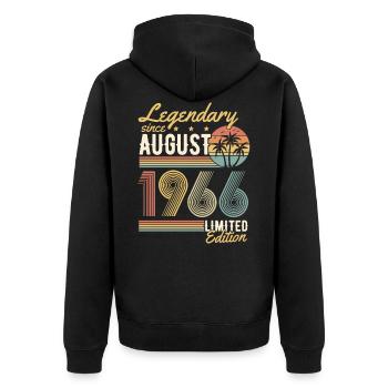 Legendary since August 1966 retro birthday - Unisex Premium Organic Zip Hoodie - black - Back - Nico (187cm)