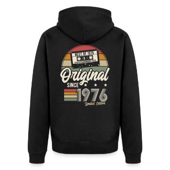 Original seit 1976 Vintage Retro Geburtstag - Unisex Premium Bio Zip Hoodie - Schwarz - Hinten - Nico (187cm)