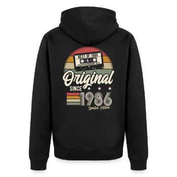 Original depuis 1986 Vintage Retro Anniversaire - Veste à capuche bio Premium Unisexe - noir - Dos - Nico (187cm)