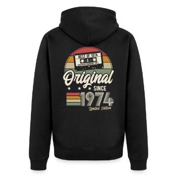 Original depuis 1974 Vintage Retro Anniversaire - Veste à capuche bio Premium Unisexe - noir - Dos - Nico (187cm)