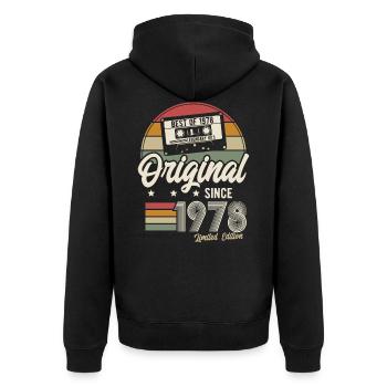 Original seit 1978 Vintage Retro Geburtstag - Unisex Premium Bio Zip Hoodie - Schwarz - Hinten - Nico (187cm)