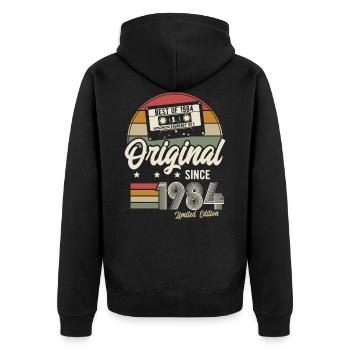 Original seit 1984 Vintage Retro Geburtstag - Unisex Premium Bio Zip Hoodie - Schwarz - Hinten - Nico (187cm)