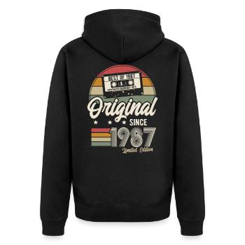 Original since 1987 Vintage Retro Birthday - Unisex Premium Organic Zip Hoodie - black - Back - Nico (187cm)