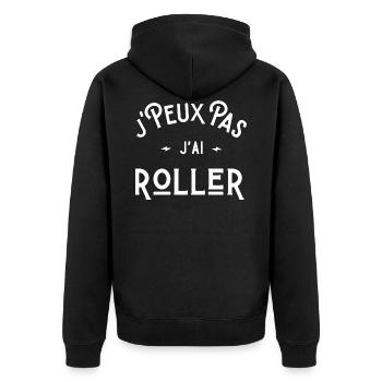 je peux pas j'ai roller idée cadeau humour - Veste à capuche bio Premium Unisexe - noir - Dos - Nico (187cm)