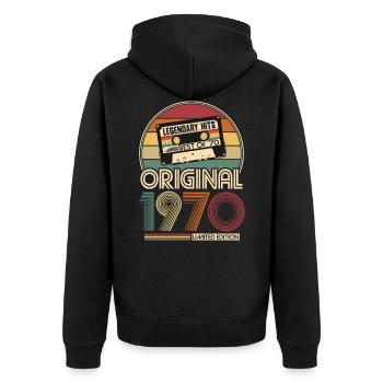 1970 Vintage Millésime anniversaire Retro cadeau - Veste à capuche bio Premium Unisexe - noir - Dos - Nico (187cm)