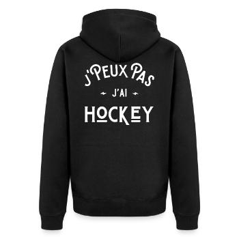je peux pas j'ai hockey idée cadeau humour - Veste à capuche bio Premium Unisexe - noir - Dos - Nico (187cm)
