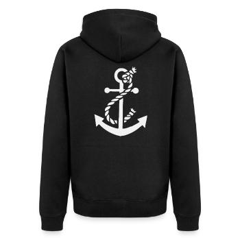 Anchor - Anchor - Maritime - Nautical - Unisex Premium Organic Zip Hoodie - black - Back - Nico (187cm)