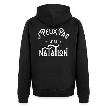 je peux pas j'ai natation cadeau citation humour - Veste à capuche bio Premium Unisexe - noir - Dos - Nico (187cm)