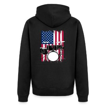 Batterie batteur cadeau États-Unis drapeau - Veste à capuche bio Premium Unisexe - noir - Dos - Nico (187cm)