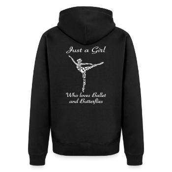 Just A Girl Who Loves Ballet and Butterflies - Unisex Premium Organic Zip Hoodie - black - Back - Nico (187cm)