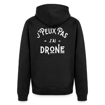 je peux pas j'ai drone idée cadeau humour - Veste à capuche bio Premium Unisexe - noir - Dos - Nico (187cm)