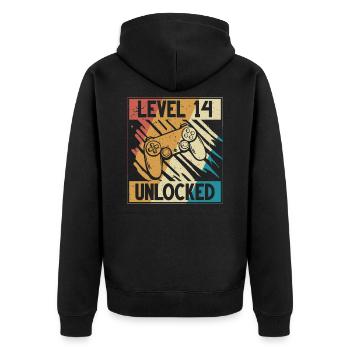 14. Geburtstag Gamer 14 Jahre - Unisex Premium Bio Zip Hoodie - Schwarz - Hinten - Nico (187cm)