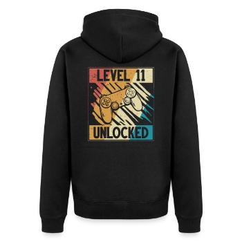 11. Geburtstag Gamer 11 Jahre - Unisex Premium Bio Zip Hoodie - Schwarz - Hinten - Nico (187cm)