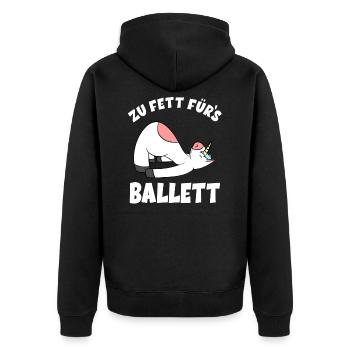 Ballerina Ballet Unicorn - Too Fat For Ballet - Unisex Premium Organic Zip Hoodie - black - Back - Nico (187cm)