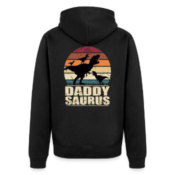 Daddysaurus dinosaure papa de trois enfants Dino - Veste à capuche bio Premium Unisexe - noir - Dos - Nico (187cm)