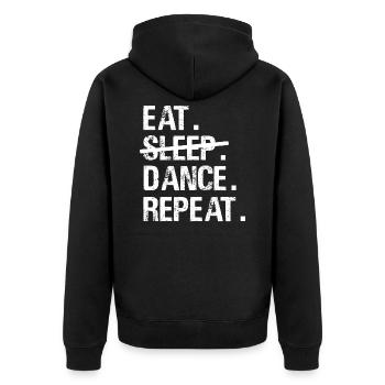 Eat Sleep Dance Repeat - Dancing Dance - Unisex Premium Bio Zip Hoodie - Schwarz - Hinten - Nico (187cm)