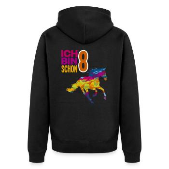 8. Geburtstag Mädchen 8 Jahre Pferd Pferde Party - Unisex Premium Bio Zip Hoodie - Schwarz - Hinten - Nico (187cm)