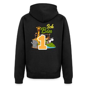 1. Geburtstag 1 Jahr Tiere Zootiere Party - Unisex Premium Bio Zip Hoodie - Schwarz - Hinten - Nico (187cm)