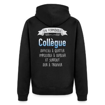 Homme collegue départ en retraite - Veste à capuche bio Premium Unisexe - noir - Dos - Nico (187cm)