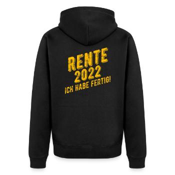 Rente Ruhestand 2022 Geschenkidee - Unisex Premium Bio Zip Hoodie - Schwarz - Hinten - Nico (187cm)