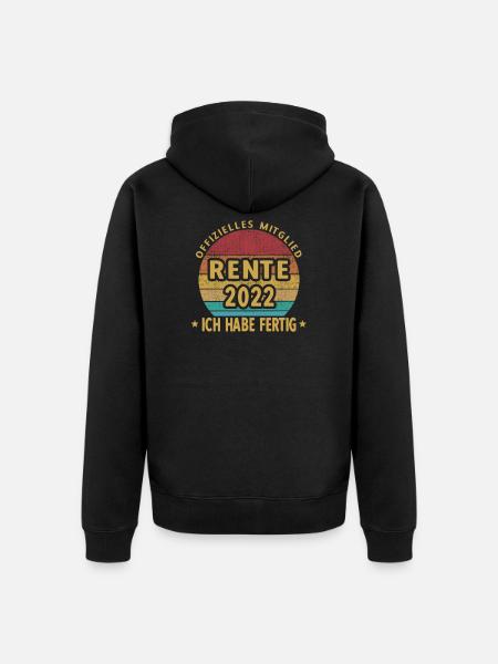 Rente Ruhestand 2022 Geschenkidee - Unisex Premium Bio Zip Hoodie - Schwarz