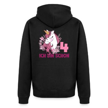 4. Geburtstag Mädchen 4 Jahre Pferd Pferde Einhorn - Unisex Premium Bio Zip Hoodie - Schwarz - Hinten - Nico (187cm)