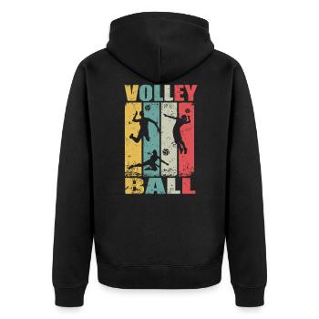 Retro Volleyball Beach Volleyball Volleyballer - Unisex Premium Bio Zip Hoodie - Schwarz - Hinten - Nico (187cm)