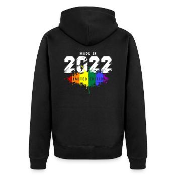 2022 Geburtstag Homosexuell LGBT - Unisex Premium Bio Zip Hoodie - Schwarz - Hinten - Nico (187cm)
