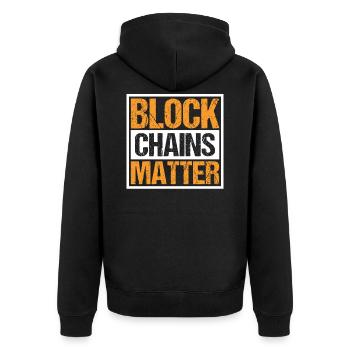 Block Chains Matter Cryptocurrency Crypto - Unisex Premium Bio Zip Hoodie - Schwarz - Hinten - Nico (187cm)