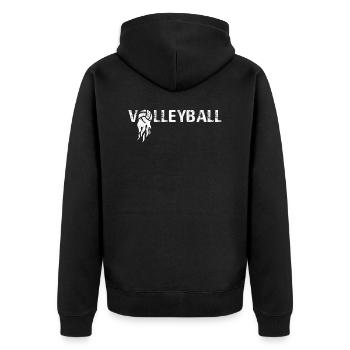 Beach Volleyball Schriftzug Volleyball - Unisex Premium Bio Zip Hoodie - Schwarz - Hinten - Nico (187cm)