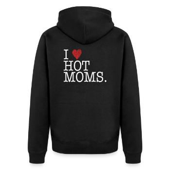 Mother Red Heart I Love Hot Moms - Unisex Premium Organic Zip Hoodie - black - Back - Nico (187cm)