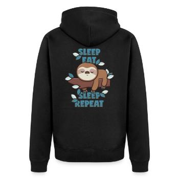Sleep Eat Sleep Repeat - Unisex Premium Organic Zip Hoodie - black - Back - Nico (187cm)