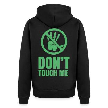Fass mich nicht an Nicht Anfassen Hände Weg Lustig - Unisex Premium Bio Zip Hoodie - Schwarz - Hinten - Nico (187cm)