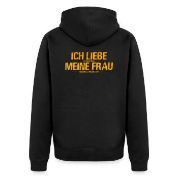 Beachvolleyball Volleyballer - Spaß Volleyball - Unisex Premium Bio Zip Hoodie - Schwarz - Hinten - Nico (187cm)
