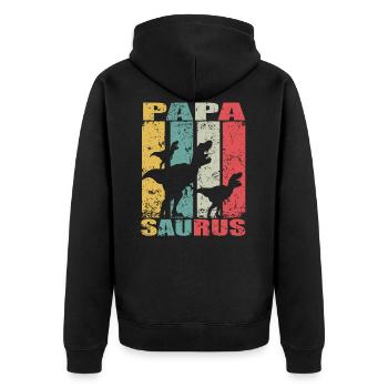 Papasaurus dinosaure dino jumeaux Papa Saurus - Veste à capuche bio Premium Unisexe - noir - Dos - Nico (187cm)
