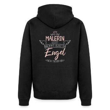 Malerin - Unisex Premium Bio Zip Hoodie - Schwarz - Hinten - Nico (187cm)