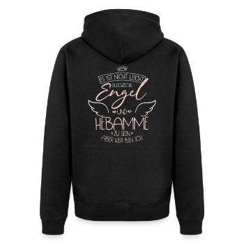 Hebamme - Unisex Premium Bio Zip Hoodie - Schwarz - Hinten - Nico (187cm)